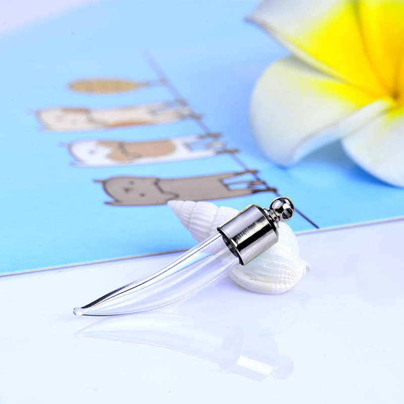 Wholesale dry flower crystal beads chili shape glass vial charms pendant rice art pendant necklace