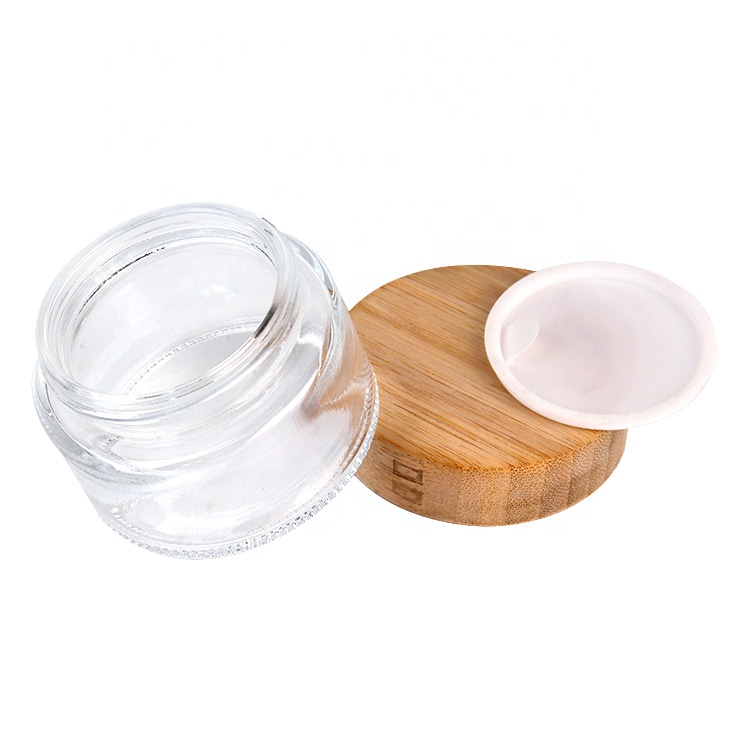 Wholesale eco friendly 20g 50g 100g cosmetic cream glass jar with bamboo lid