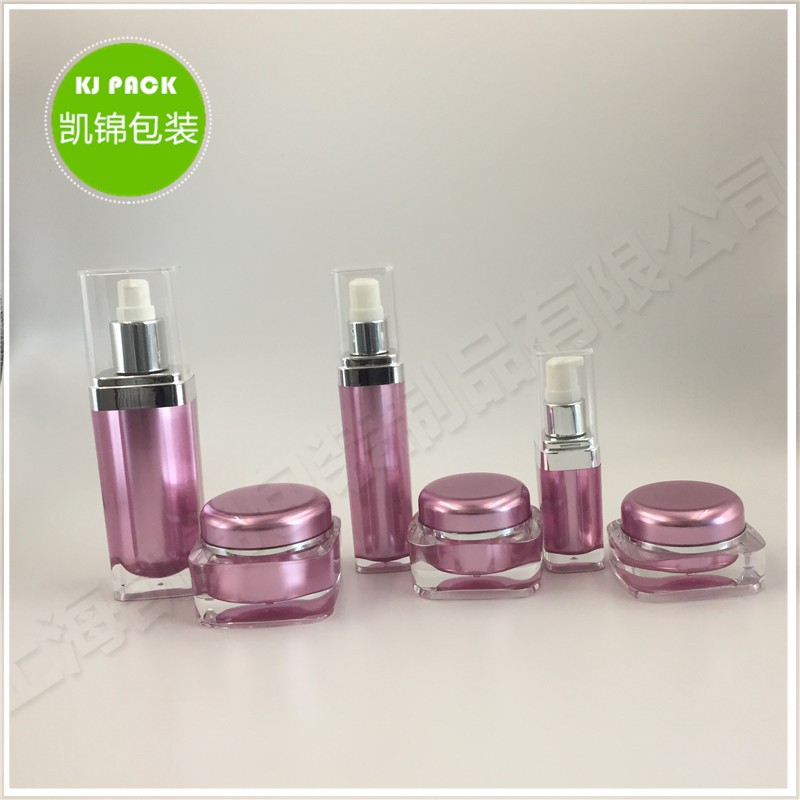 Wholesale eco friendly cosmetic containers acrylic rose gold cosmetic bottle series