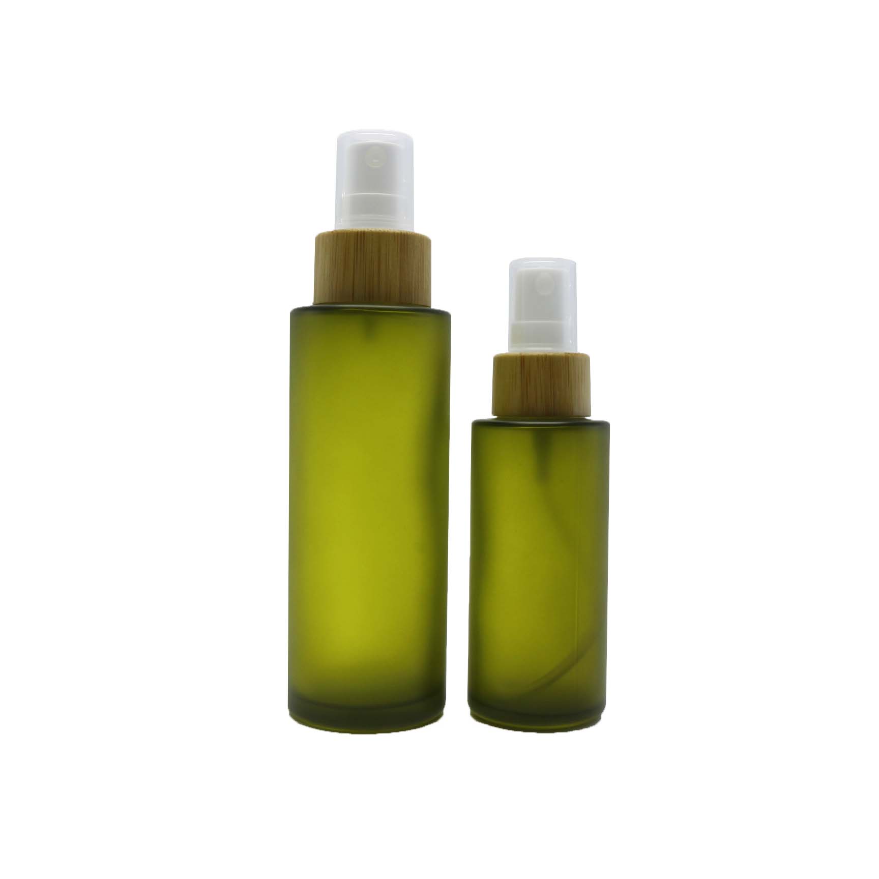 Wholesale eco friendly frosted amber glass bamboo spray bottle F-25Q