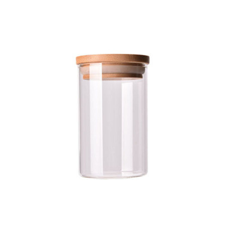 Wholesale eco-friendly glass storage jar with bamboo lid/ glass storage jar set