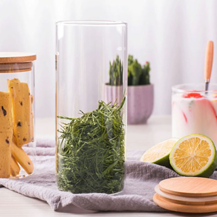 Wholesale eco-friendly glass storage jar with bamboo lid/ glass storage jar set