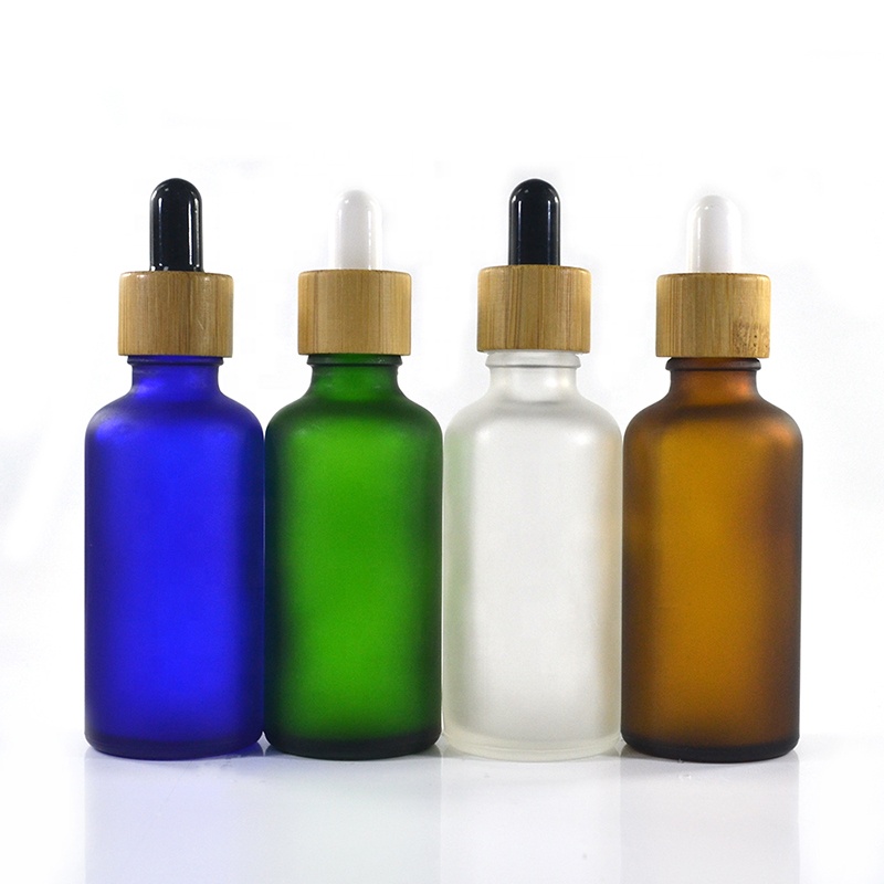 Wholesale ejuice packaging 10ml 15ml 30ml 50ml 100ml matte frosted glass dropper bottle with bamboo cap