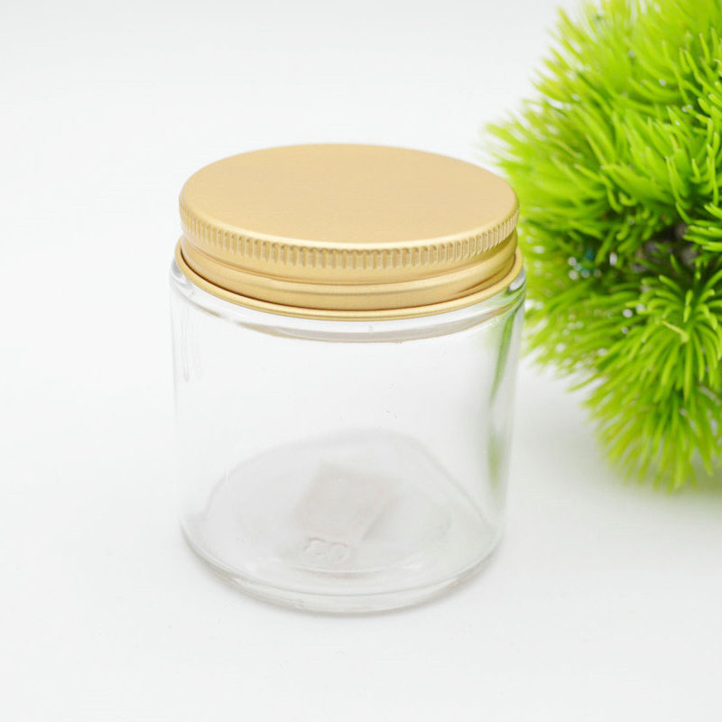 Wholesale empty 120ml clear glass candle jar with lid, glass candle jar