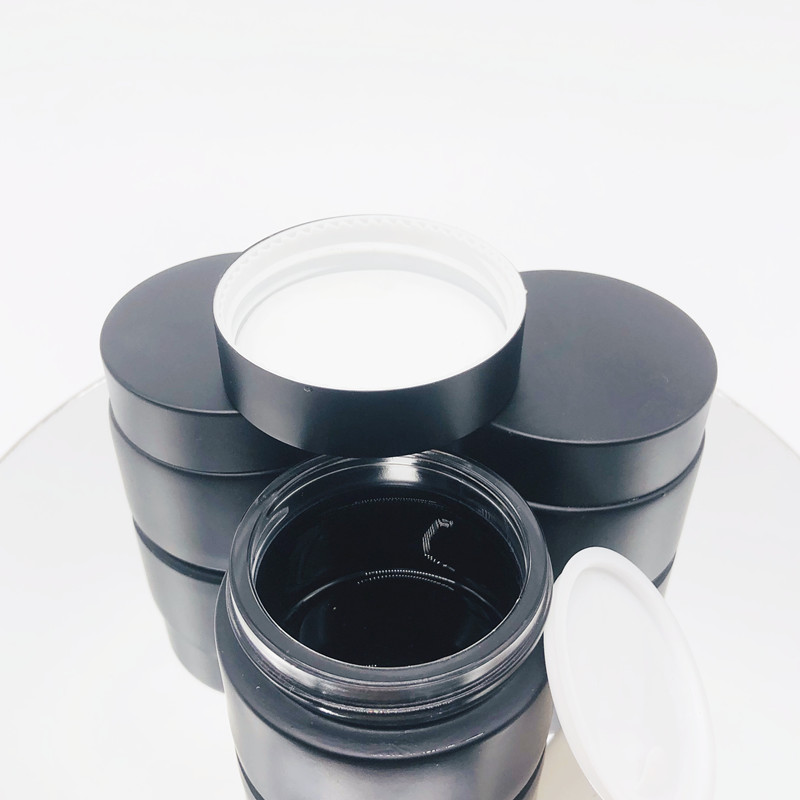 Wholesale  empty 15ml 30ml 50ml luxury black matte glass frost cream fashion cosmetic glass jar