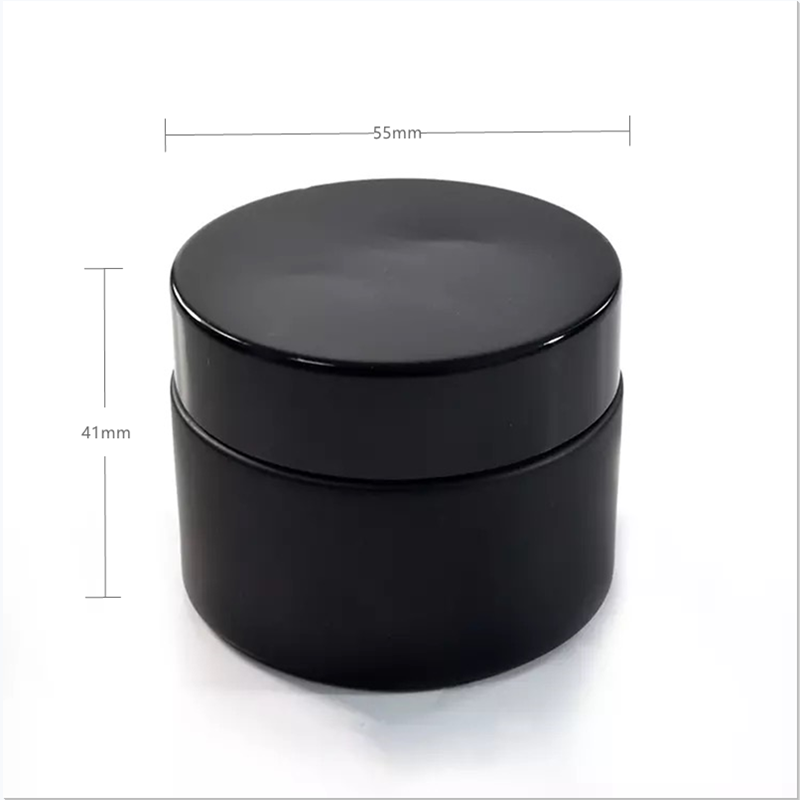 Wholesale empty 15ml 30ml 50ml luxury black matte glass frost cream fashion cosmetic glass jar