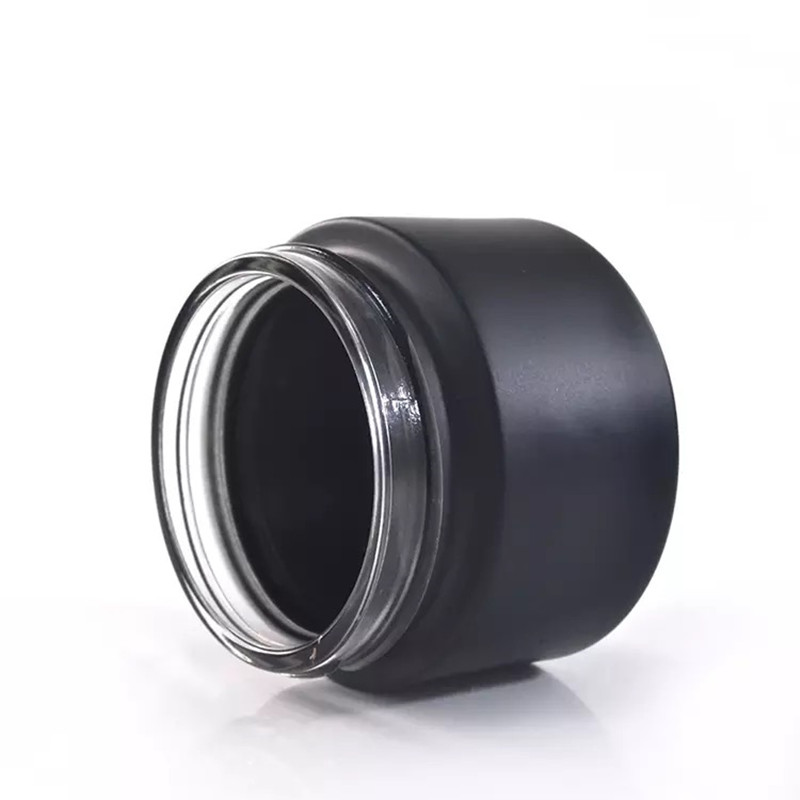 Wholesale empty 15ml 30ml 50ml luxury black matte glass frost cream fashion cosmetic glass jar