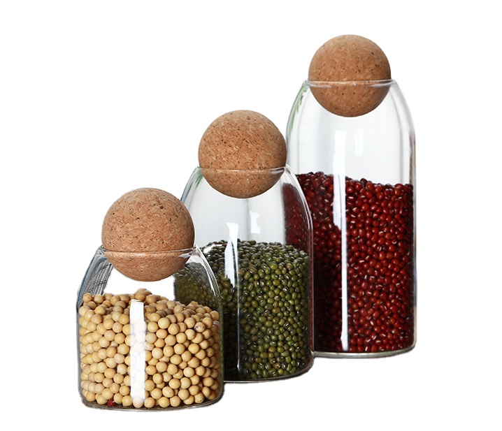 Wholesale empty 20ml high borosilicate transparent glass sealed jar creative coffee candy storage container cork tea jar