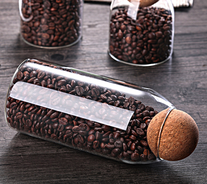 Wholesale empty 20ml high borosilicate transparent glass sealed jar creative coffee candy storage container cork tea jar