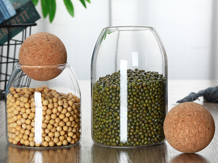 Wholesale empty 20ml high borosilicate transparent glass sealed jar creative coffee candy storage container cork tea jar