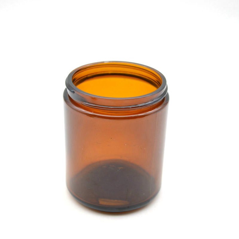 Wholesale empty 250ml amber glass candle jar with lid, 9oz glass candle jar