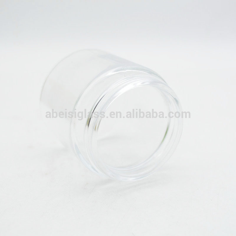 Wholesale empty 250ml clear glass candle jar with lid, glass candle jar