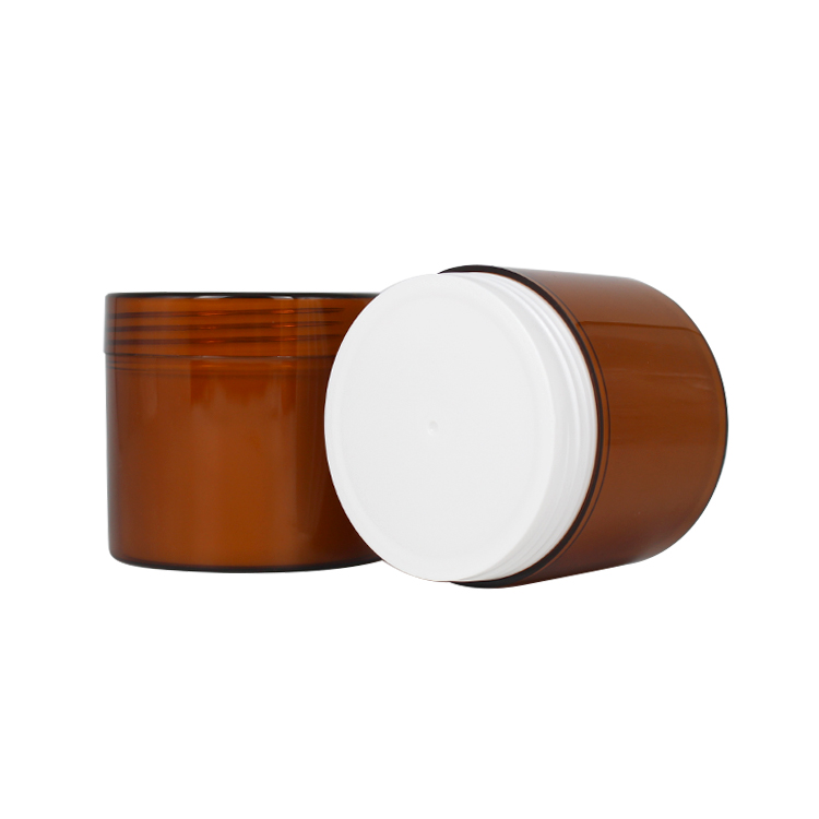 Wholesale empty 300ml PP amber double cosmetic plastic cream jar with lid
