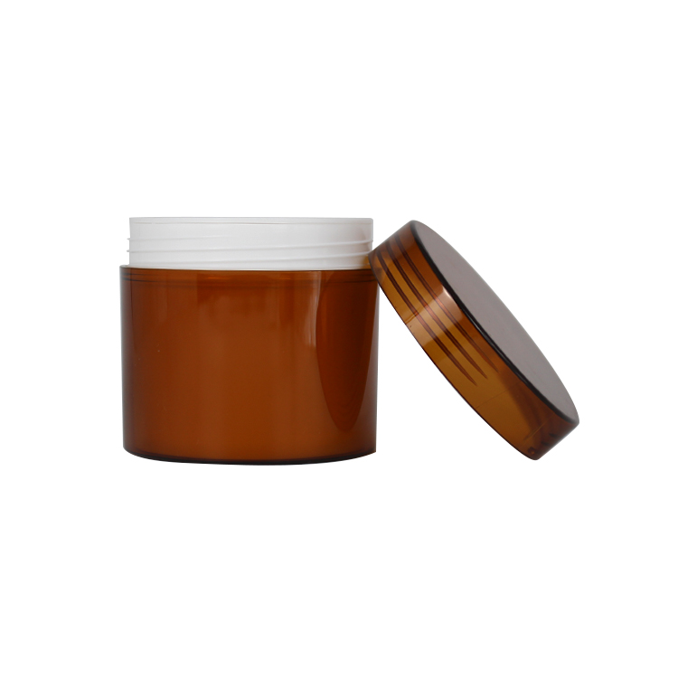 Wholesale empty 300ml PP amber double cosmetic plastic cream jar with lid