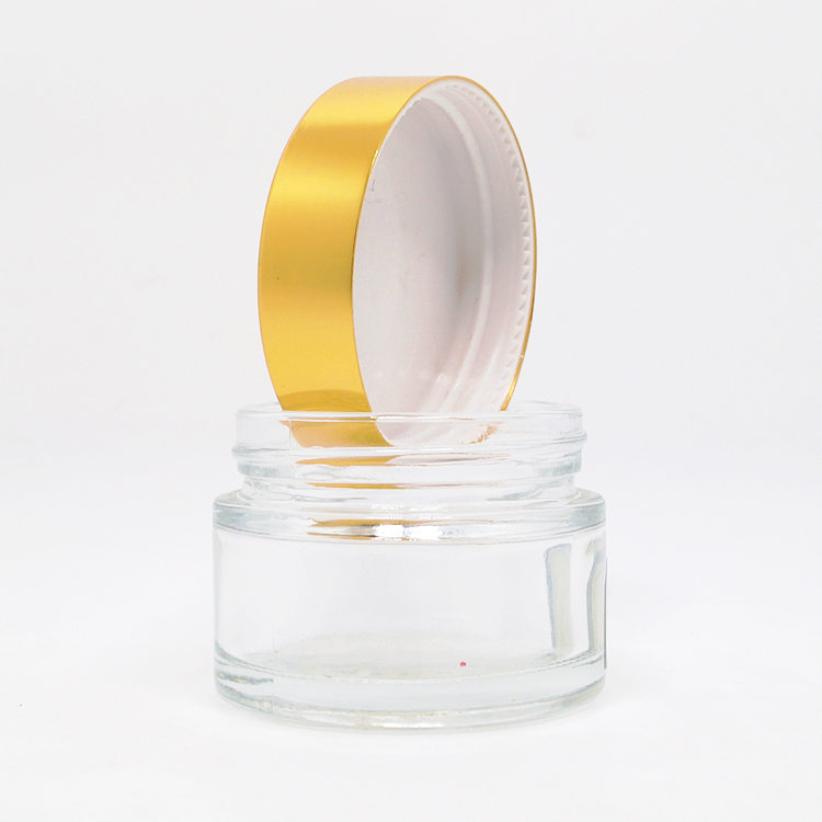 Wholesale empty 3g straight side glass lip balm jars clear with black lids