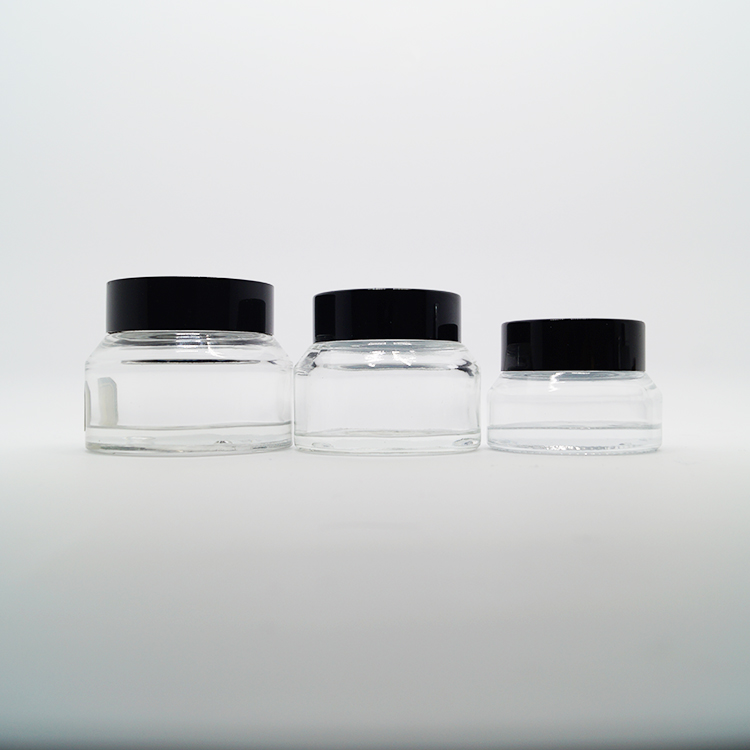 Wholesale empty 3g straight side glass lip balm jars clear with black lids