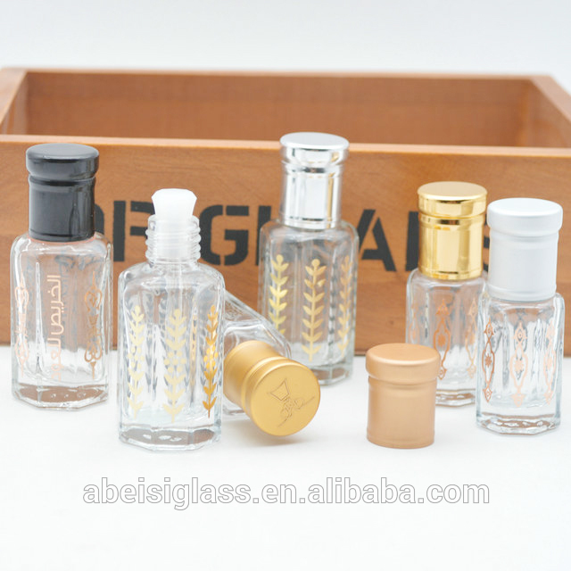 Wholesale empty 3ml 6ml 12ml octagon glass attar oil bottle with stick