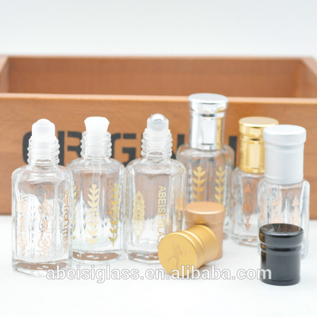 Wholesale empty 3ml 6ml 12ml octagon glass attar oil bottle with stick