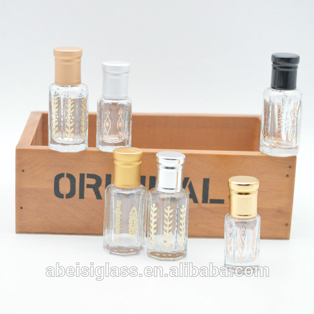 Wholesale empty 3ml 6ml 12ml octagon glass attar oil bottle with stick