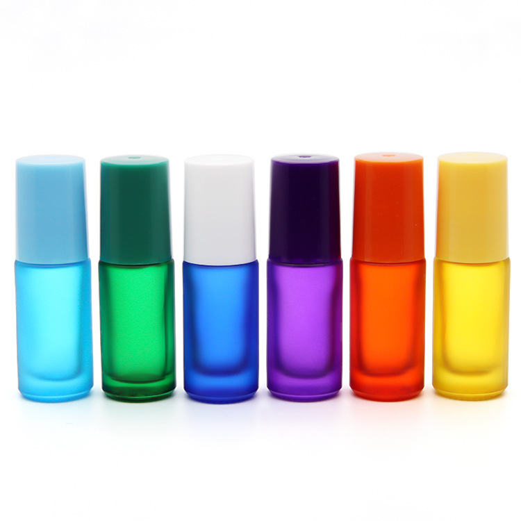 Wholesale empty 5 ml perfume roller bottle roll-on essential oil frosted glass 5ml roll on bottle