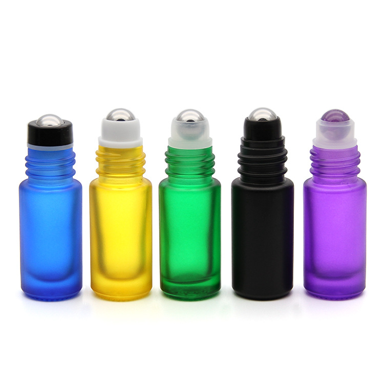 Wholesale empty 5 ml perfume roller bottle roll-on essential oil frosted glass 5ml roll on bottle