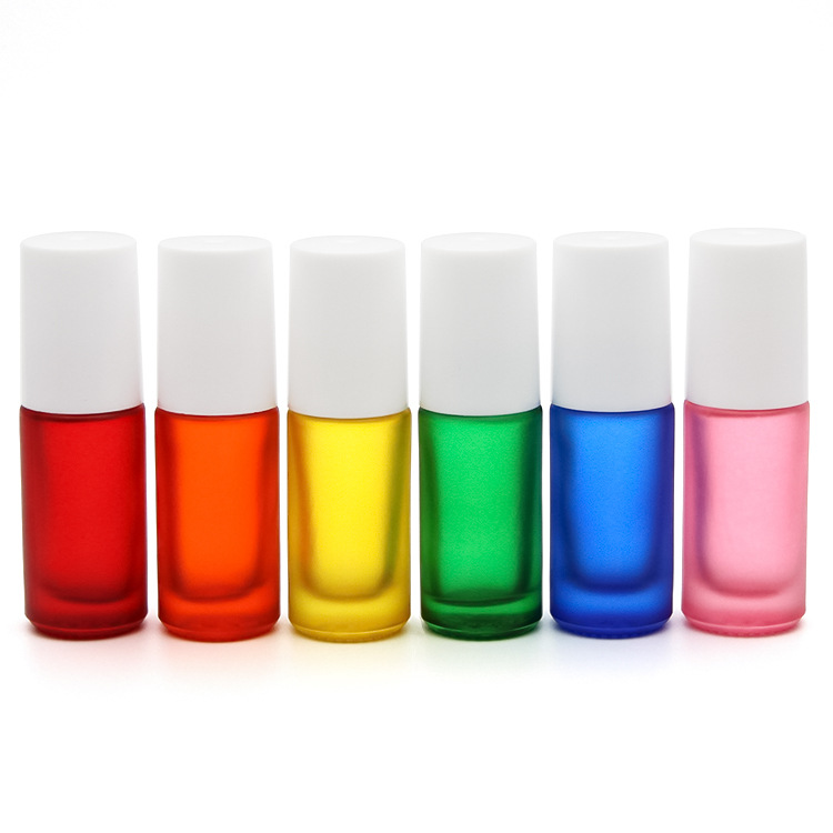 Wholesale empty 5 ml perfume roller bottle roll-on essential oil frosted glass 5ml roll on bottle