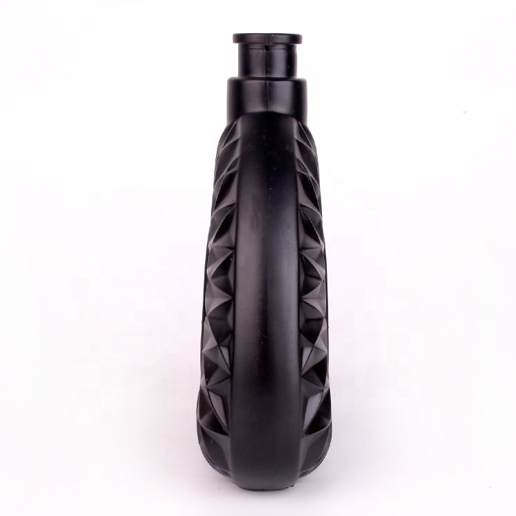 Wholesale empty 500ml matte black glass whiskey wine bottle with stopper