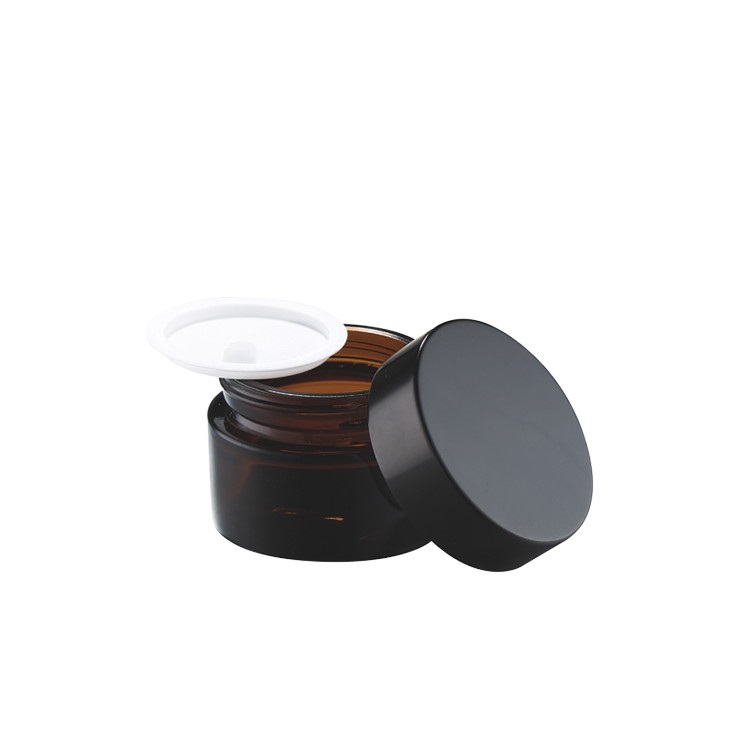 Wholesale empty 50g amber green black glass cosmetic cream jar for cosmetic package