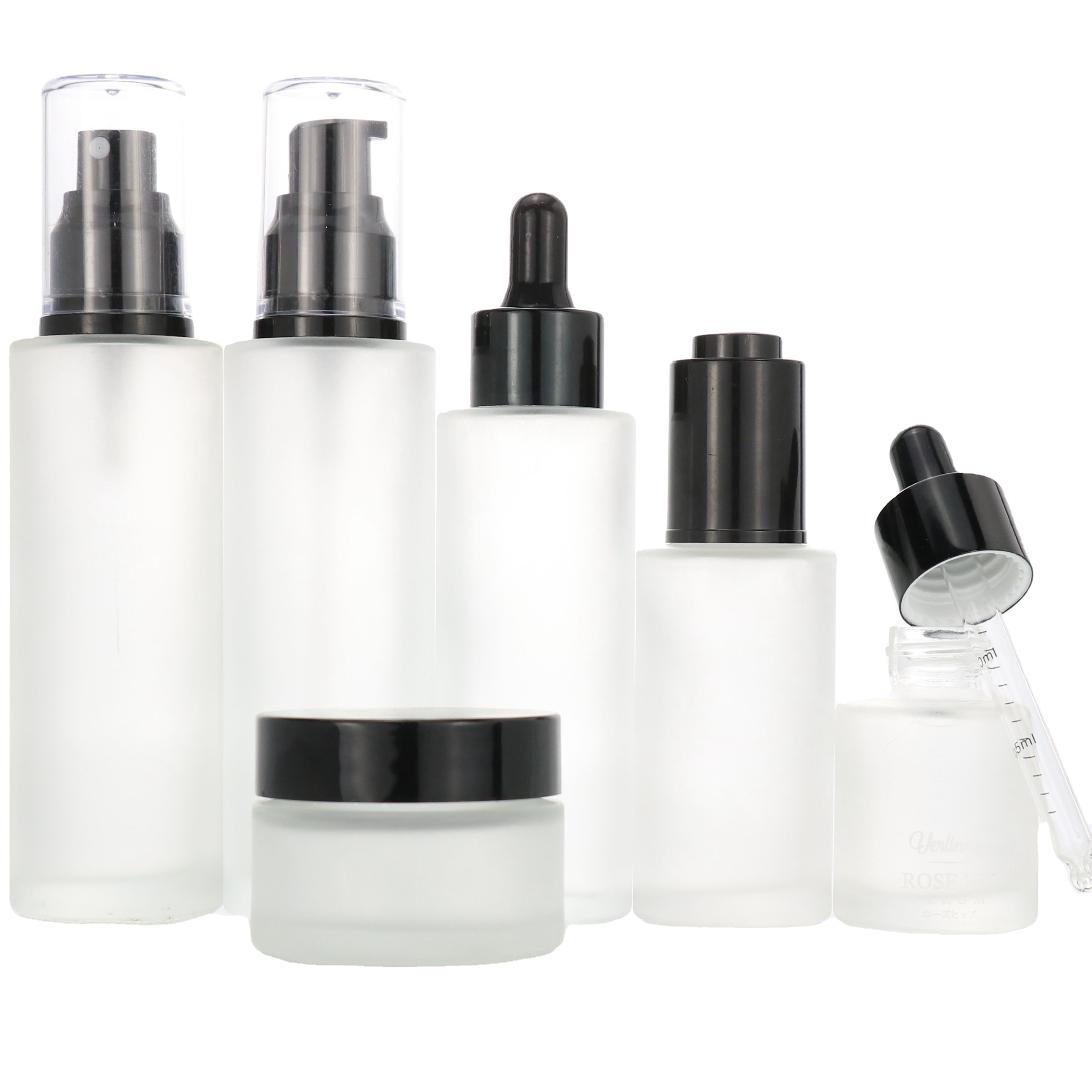 Wholesale empty 50ml 60ml flat glass perfume bottle with pump