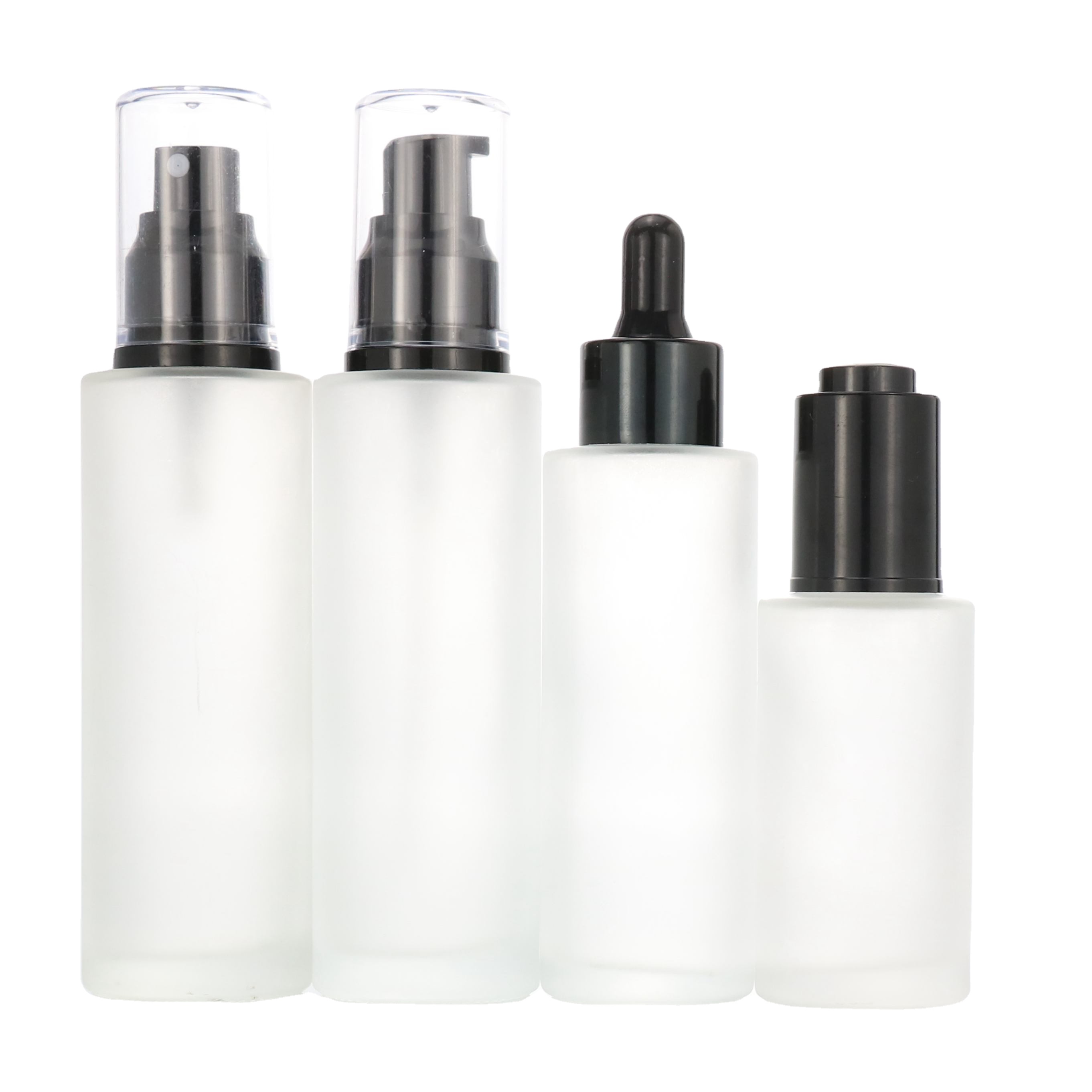 Wholesale empty 50ml 60ml flat glass perfume bottle with pump