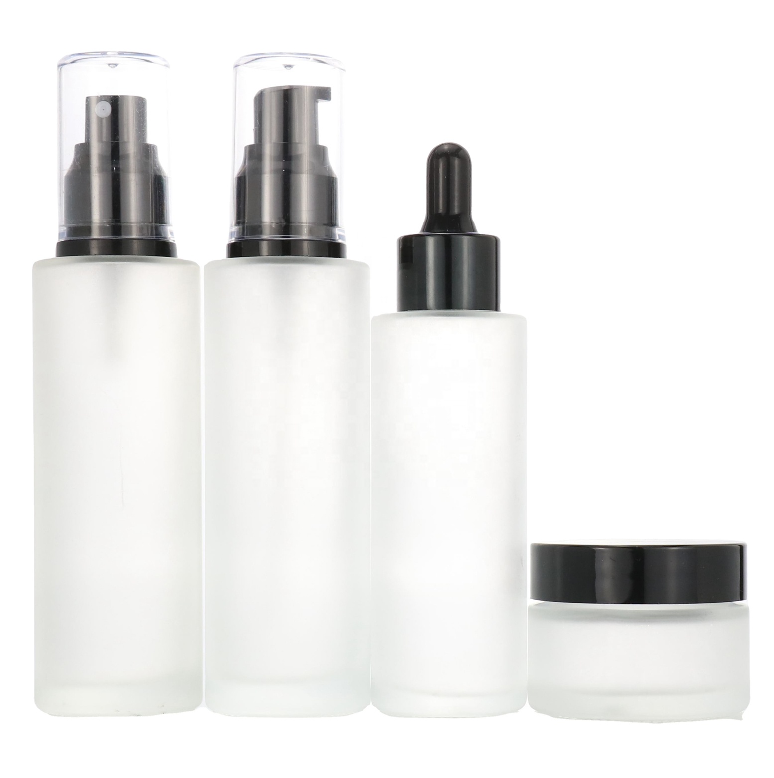 Wholesale empty 50ml 60ml flat glass perfume bottle with pump