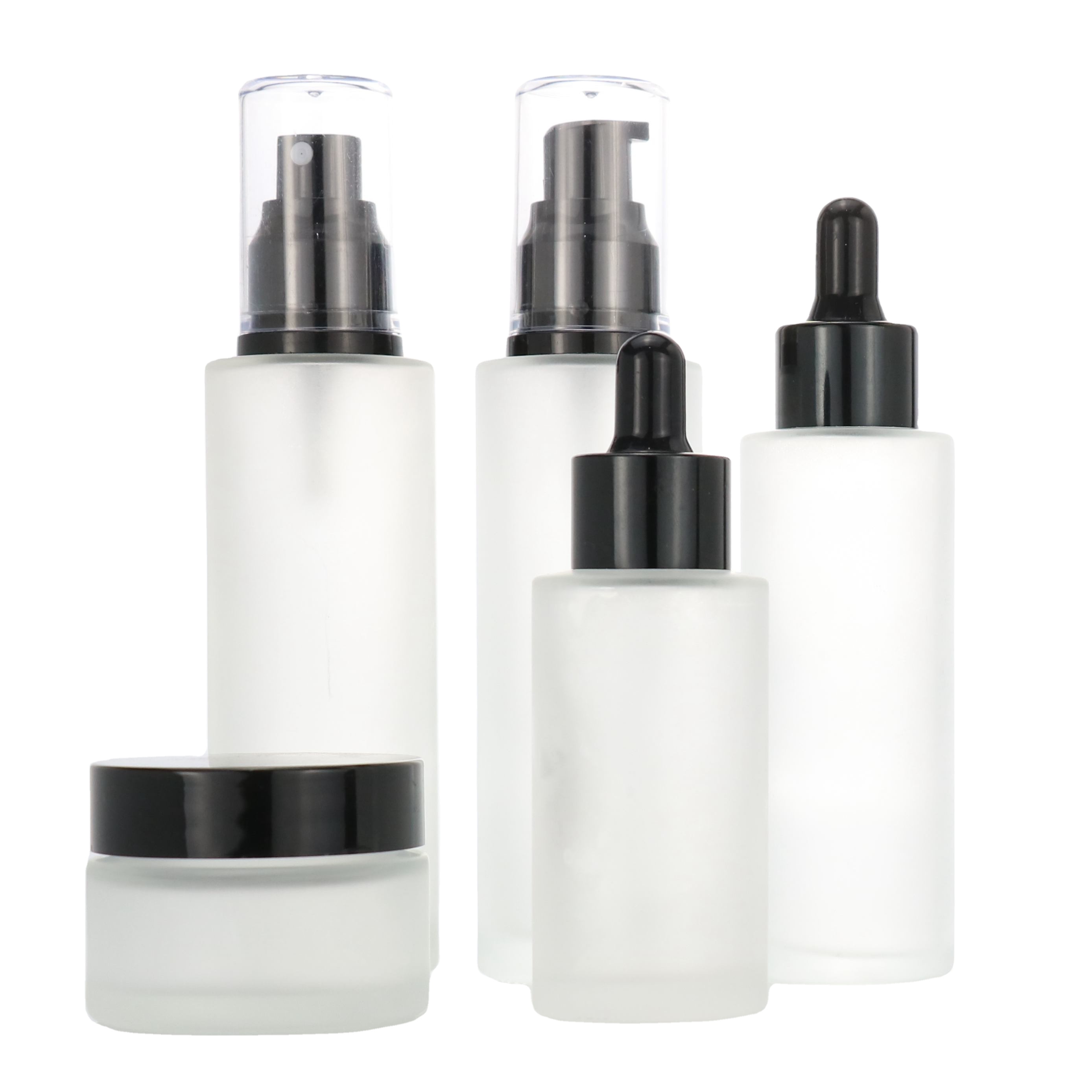 Wholesale empty 50ml 60ml flat glass perfume bottle with pump