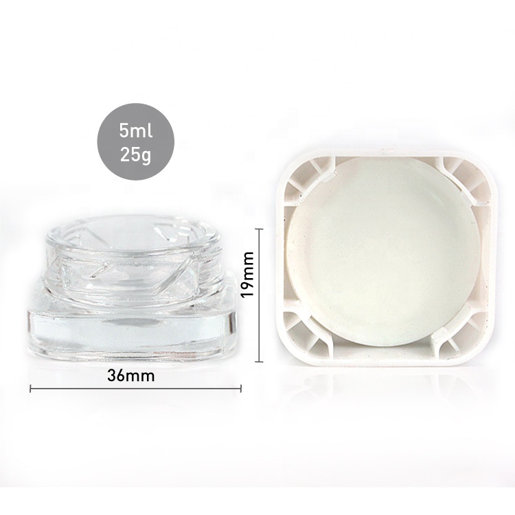Wholesale empty 5ml 5g square clear glass cosmetic jar for eye cream Eye Shadow lip balm