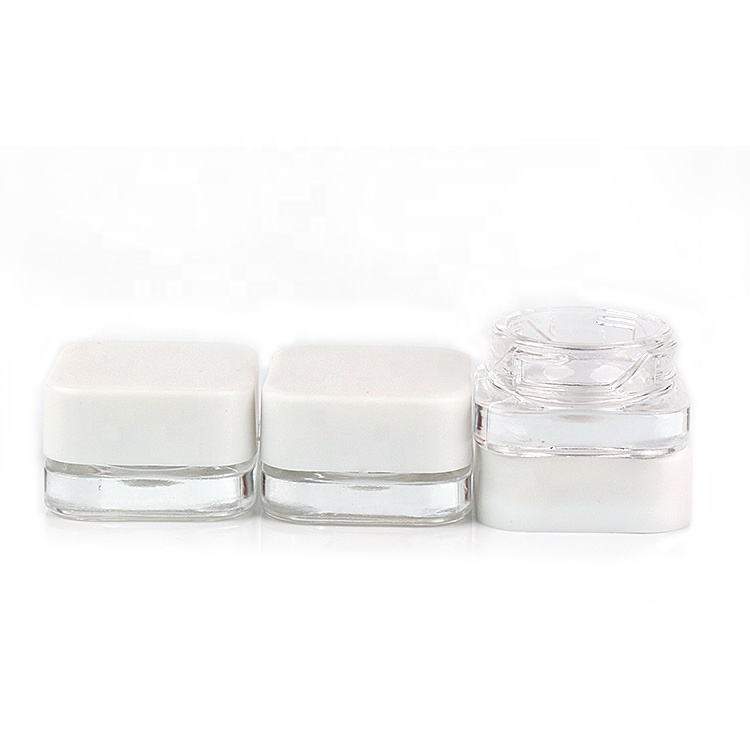 Wholesale empty 5ml 5g square clear glass cosmetic jar for eye cream Eye Shadow lip balm