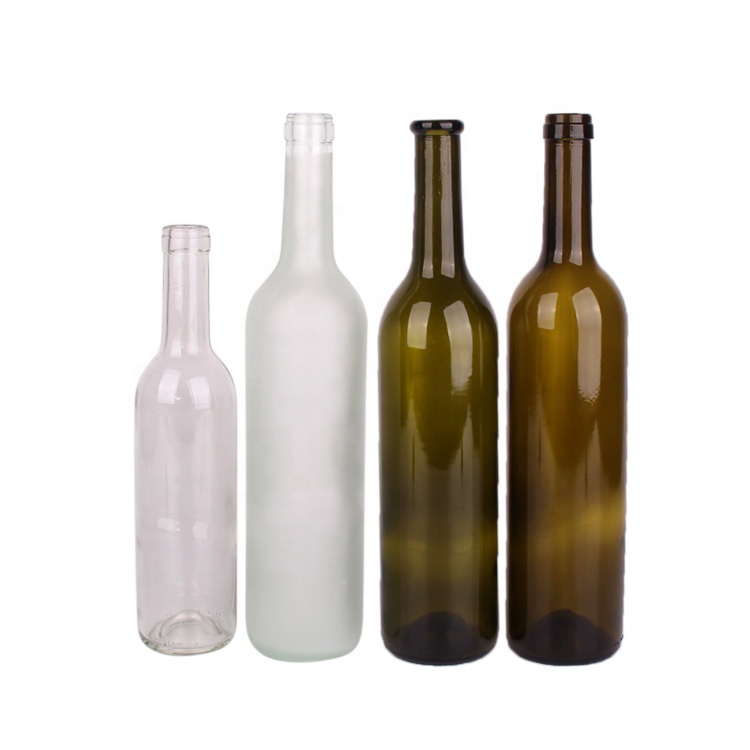 Wholesale empty 750ml amber round glass wine bottle for red wine Champagne with cork
