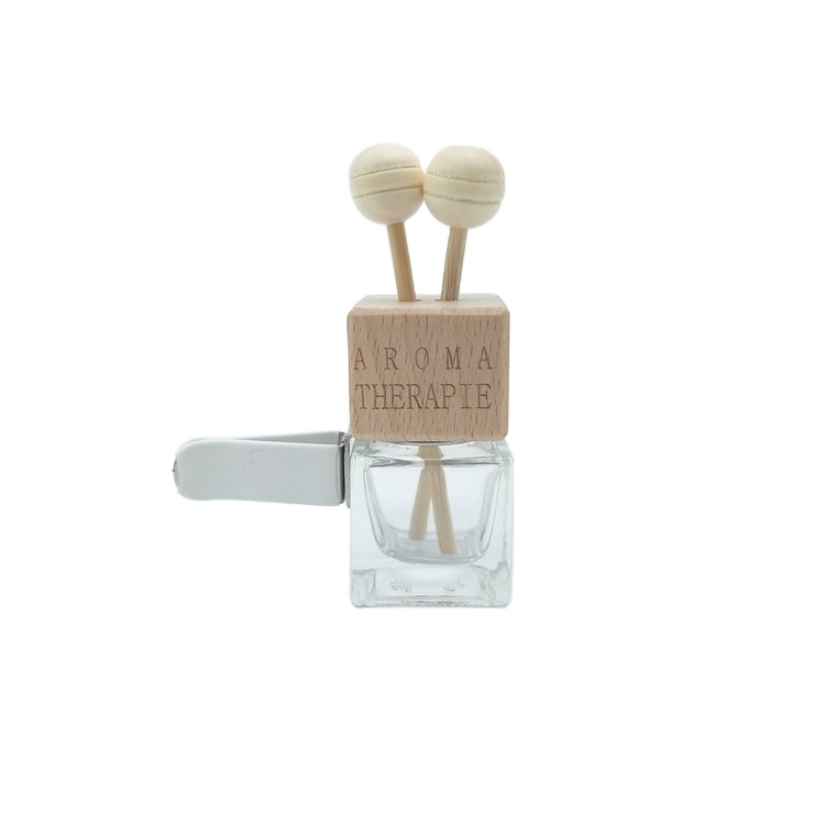 Wholesale empty Perfume diffuser bottle hanging car glass perfume bottles 5ML with wooden cap