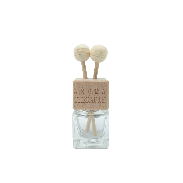 Wholesale empty Perfume diffuser bottle hanging car glass perfume bottles 5ML with wooden cap