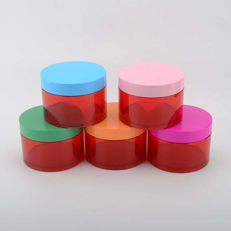 Wholesale empty Plastic PETG 10g 15g 30g 50g 100g 4oz red cream Jars with blue pink green lid for cosmetic