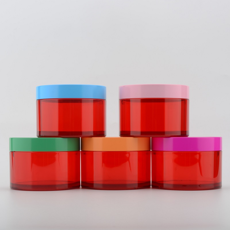 Wholesale empty Plastic PETG 10g 15g 30g 50g 100g 4oz red cream Jars with blue pink green lid for cosmetic
