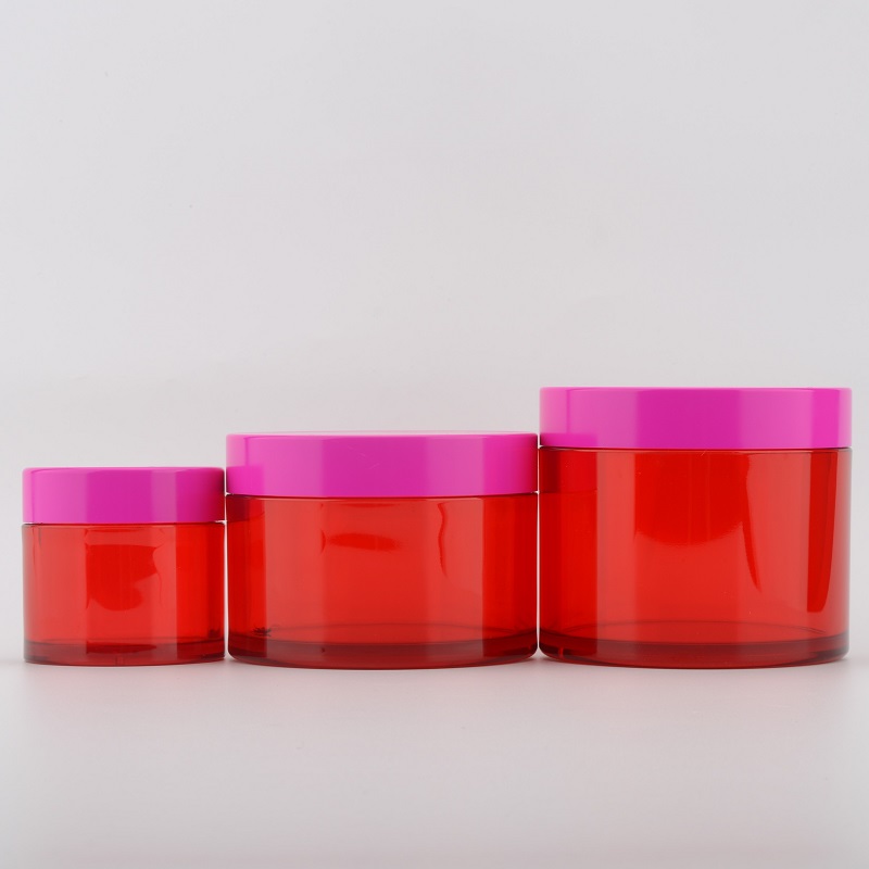 Wholesale empty Plastic PETG 10g 15g 30g 50g 100g 4oz red cream Jars with blue pink green lid for cosmetic