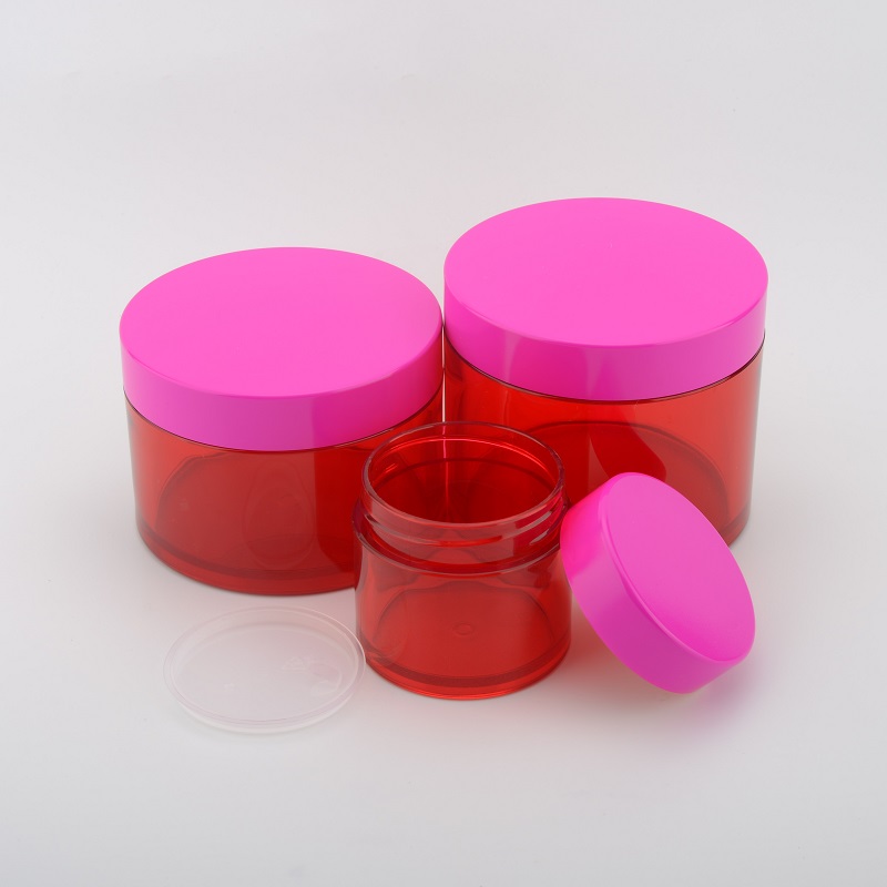 Wholesale empty Plastic PETG 10g 15g 30g 50g 100g 4oz red cream Jars with blue pink green lid for cosmetic