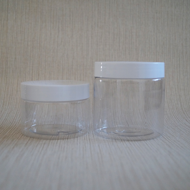 Wholesale empty body scrub container 120ml clear pet jar with black lid