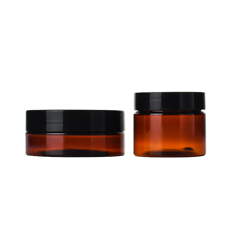 Wholesale empty body scrub cream 50g 100g 120g 150g 200g 250g 300g 500g amber plastic PET jar with gold sliver cap