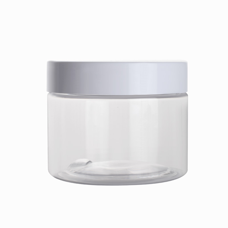 Wholesale empty body scrub cream 50g 100g 120g 150g 200g 250g 300g 500g clear plastic PET jar with white black cap