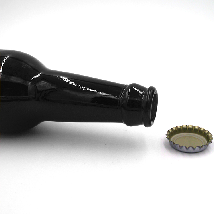 Wholesale empty bottle for beer 330ml 12oz crown lid type matt black beer glass bottles