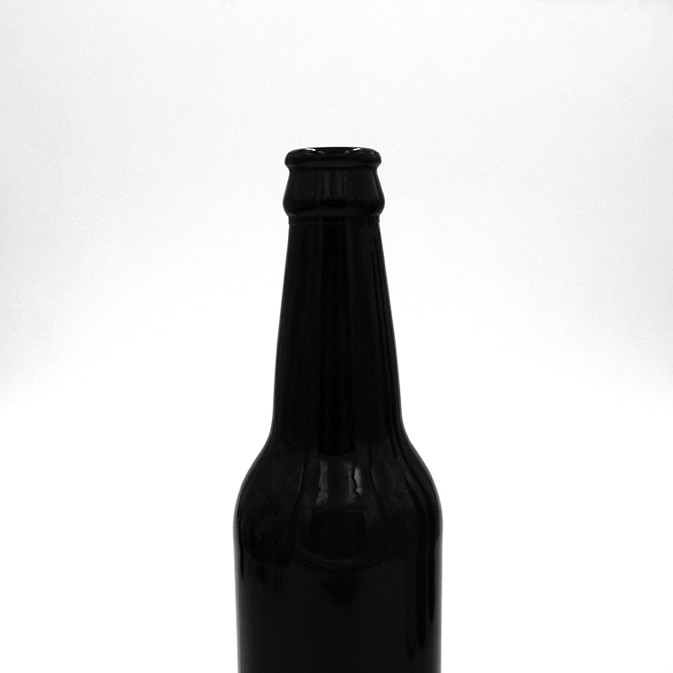Wholesale empty bottle for beer 330ml 12oz crown lid type matt black beer glass bottles