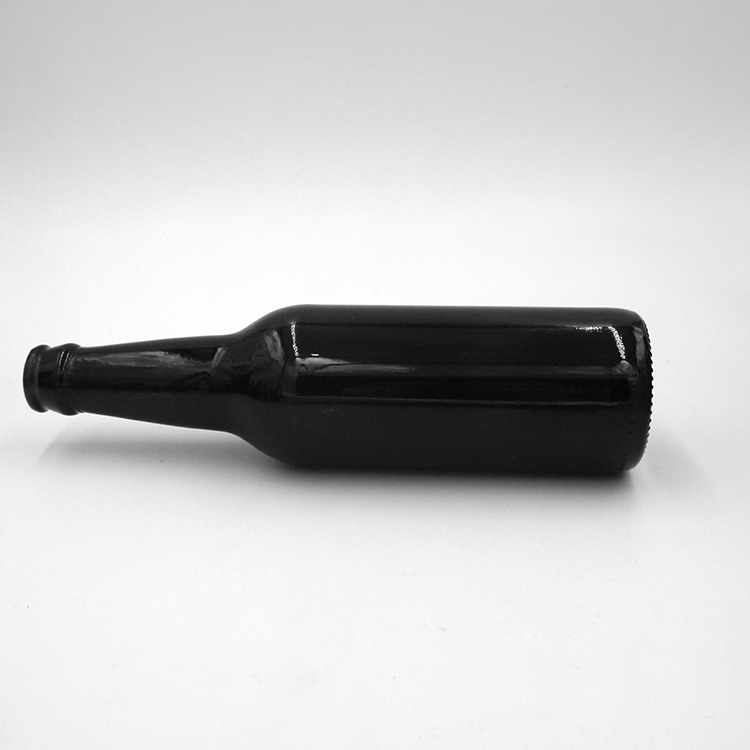 Wholesale empty bottle for beer 330ml 12oz crown lid type matt black beer glass bottles