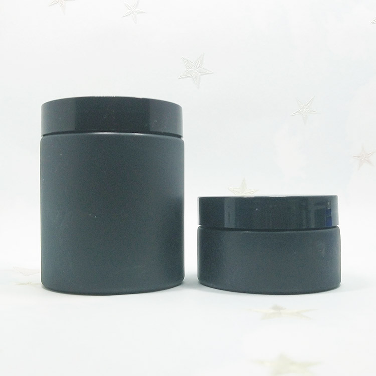 Wholesale empty cosmetic 3 ounce 4 ounce plastic jar black for pomade with aluminium lid