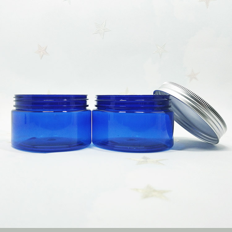 Wholesale empty cosmetic 3 ounce 4 ounce plastic jar black for pomade with aluminium lid