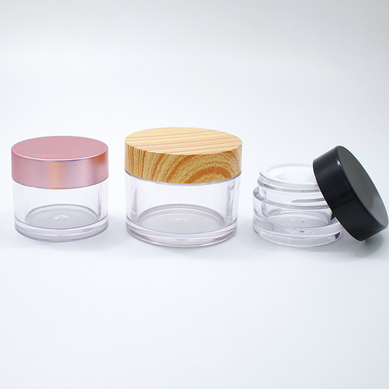 Wholesale empty cosmetic jar container plastic cream jar with any color lid